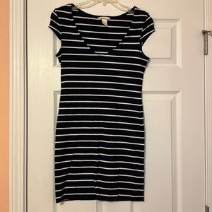 H&M basic jersey striped dress, navy and white, size S, barely worn